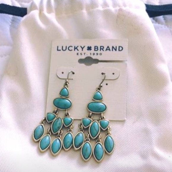 Lucky Brand Jewelry - NWT {Lucky Brand} Turquoise Gold Jewelry Earrings